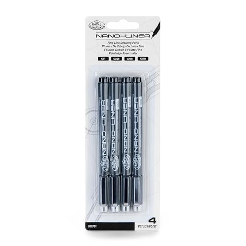 Royal & Langnickel Nano-Liner Drawing Pen, Black, 4-Pack