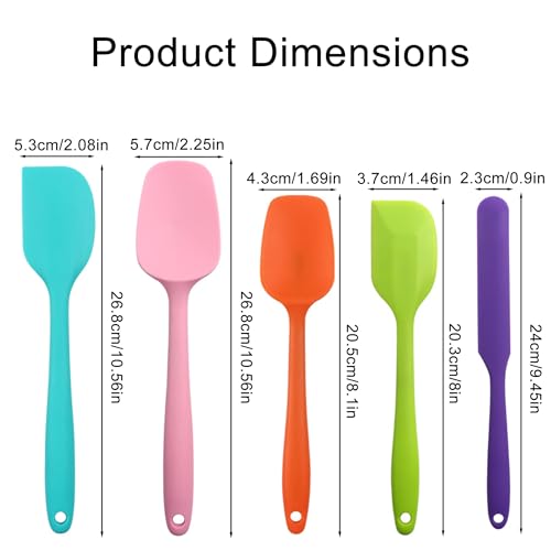 5 Pcs Silicone Spatula,Food Grade Rubber Spatula, Spatulas Silicone Heat Resistant, Used for Baking, Cooking, non Stick, Dishwasher Safe, BPA Free