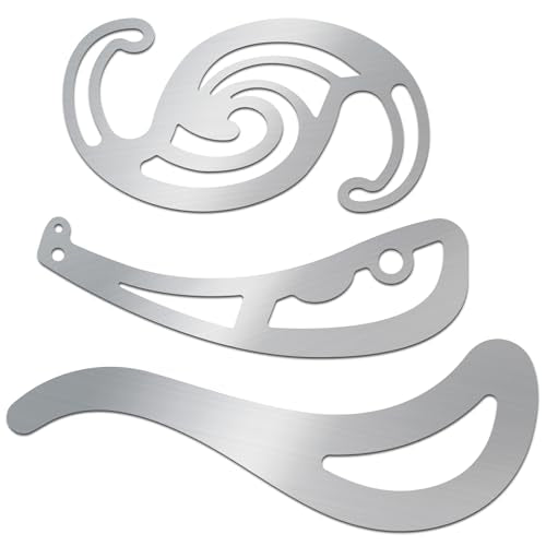 ORIGACH 3 PCS Stainless Steel French Curve Metal Ruler Set
