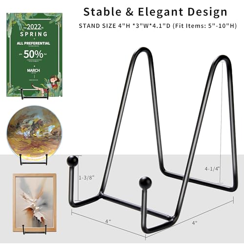 18 pcs 4.5in Plate Stands for Display,Metal Plate Holders Display Stands Can Be Used for Picture Stand,Book Stands for Display,Plate Display Stands,Easel,Photo Frame Stands,Plaque Stands,Desktop Stand
