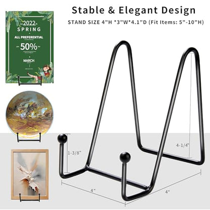 18 pcs 4.5in Plate Stands for Display,Metal Plate Holders Display Stands Can Be Used for Picture Stand,Book Stands for Display,Plate Display Stands,Easel,Photo Frame Stands,Plaque Stands,Desktop Stand