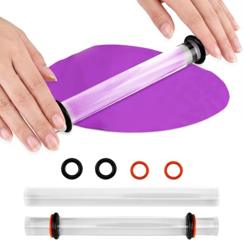 Polymer Clay Tools, 2Pcs Clay Rolling Pin with Thickness Rings, Clear Acrylic Roller for DIY Pottery Craft Modeling Shaping Handmade Art Supplies