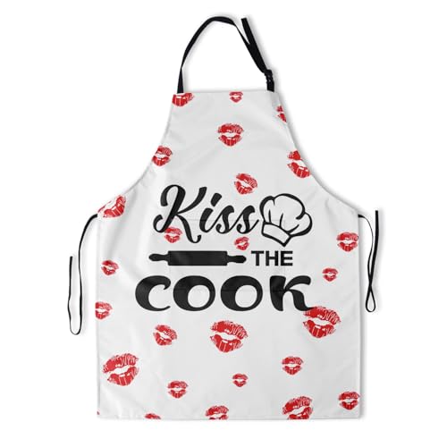 Imiss Waterproof Stain-Resistant Cooking Chef Aprons for Grill BBQ Baking 27 X 31 Inch - color: Kiss the Cook