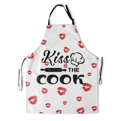 Imiss Waterproof Stain-Resistant Cooking Chef Aprons for Grill BBQ Baking 27 X 31 Inch - color: Kiss the Cook