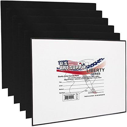 U.S. Art Supply 11 X 14 Inch Black Art Canvas Board Panels 6 Pack - 8 Ounce Heavyweight Cotton Acid Free Canvases for Painting Acrylics and Watercolor (1 Case of 6 Single Canvas Painting Panels) - size: 11" x 14"