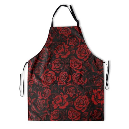 Funny Apron Polyester Grooming Aprons with Pocket for Cooking Kitchen Grilling Adults - color: Red Rose