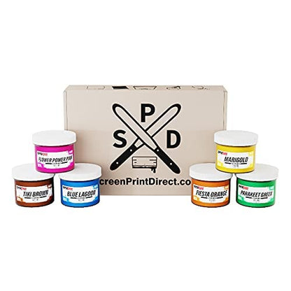 Rapid Cure® Plastisol Tropical Ink Set, 6 Color Screen Printing Ink Kit 8oz | Plastisol Cures At Low Temperature For Fast Turnaround - Soft, Vibrant Finish, Non-Phthalate, CPSIA Safe, USA Made - color: Rapid Cure Tropical Plastisol Ink