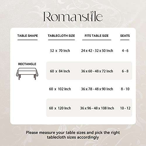 Romanstile Waterproof Vinyl Tablecloth Rectangle, 60 x 120 Inch, Flower Beige - color: Flower Beige, size: 60" x 120" (Rectangular)