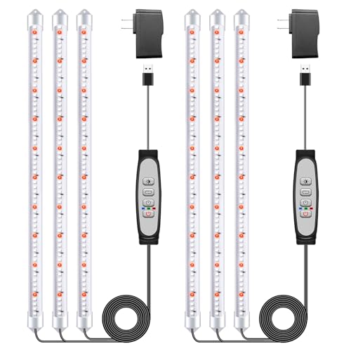 16'' Tri-Bars Grow Light Strips for Indoor Plants with Auto ON/Off Timer 6/12/18H, 5 Dimmable Levels for Shelves Plant Growing(Pack 2) - color: 3 Bars, size: 2 Pack