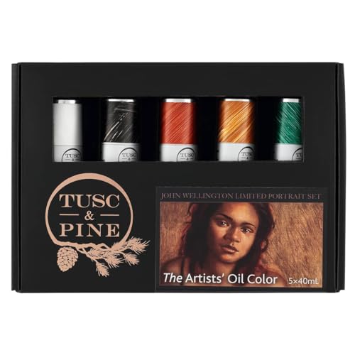 Tusc & Pine Artist Oil Paint - 40 ml Set of 5 - Limited Edition John Wellington Portrait Colors - Non-Yellowing, Maximum Pigment Load, Small Batch Milled Oil Paints Developed for Professional Artists - color: John Wellington Limited Edition, size: 6.75 Fl