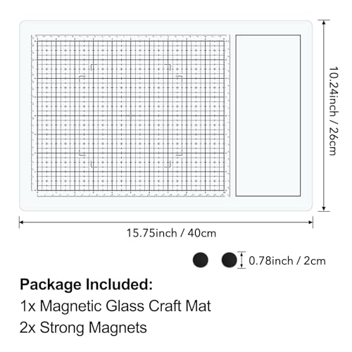 BAOFALI Magnetic Glass Craft Mat; 15.75"x10.24"Heat Resistant Glass Media Cutting Mat W/MagnetsGridlines and Measurements; for Cutting, Stamping, Mixed Media, Heat Embossing and Hot Glue Projects - color: White, size: 15.8"L x 10.2"W