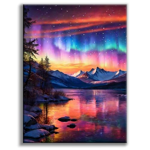 Diamond Art Kits for Adults, Aurora DIY 5D Diamond Painting for Beginners | 12x16 Inch, Full Drill Round Dots, Fantastic Landscapes Gem Art Craft Kits, Home Decor, Stress Relief Relaxing Hobby Gift - color: BLKJDP03