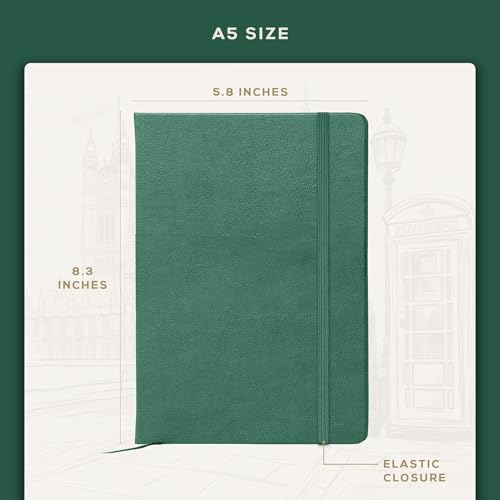 BEECHMORE BOOKS A5 5.8x8.3 Mixed Media Sketchbook 160 GSM/98LB, Gift Box - color: Dartmouth Green, size: A5 - 5.8" x 8.3" Medium