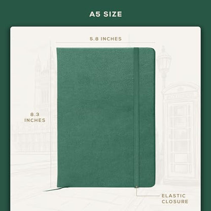 BEECHMORE BOOKS A5 5.8x8.3 Mixed Media Sketchbook 160 GSM/98LB, Gift Box - color: Dartmouth Green, size: A5 - 5.8" x 8.3" Medium