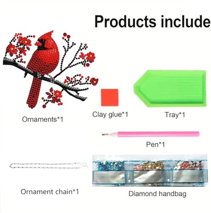 STGLCR DIY Hanging Diamond Art Pendant Painting Kit Cardinal,Acrylic 5D Painting Window Pendants Cardinals, Special Crystal Gem Craft Painting Kit Ornament Animal - color: Cardinal hanging