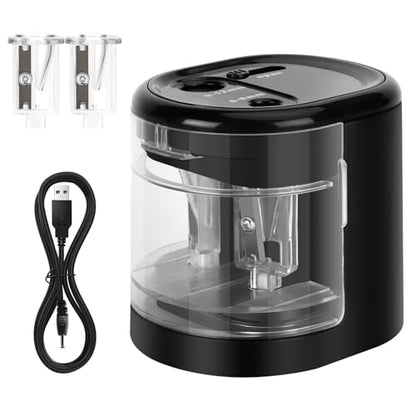 Electric Pencil Sharpener, Double Hole (Black) - color: Black