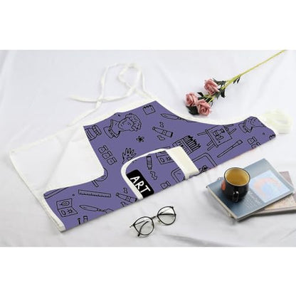 MBMSO Painting Artist Apron with Pockets Artist Painter Gifts Art Lover Gift for Art Teacher Student Painter Apron Waterproof - color: Art A-purple2