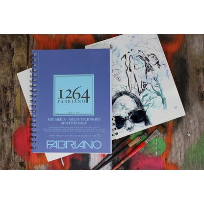 Fabriano 1264 Mixed Media Pad, 18" x 24" Spiral Bound, 110 lb., 3-Pack - size: 18" x 24", 3-Pack
