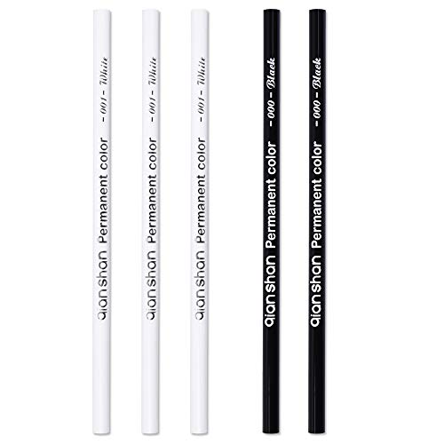 qianshan 5Pcs Black White Color Pencils - Permanent Color Drawing Pencil Oil-based Wooden Colored Pencils for Artist and Beginner Art Projects, 2 Colors of 3 White, 2 Black - color: 3 white 2 black