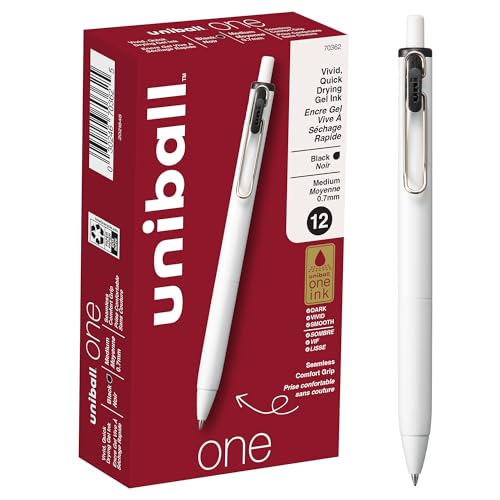 uniball™ one Retractable Gel Pens, Medium Point (0.7mm), Black Ink, 12 Pack - color: Black, size: 1 Count (Pack of 12), style: Medium
