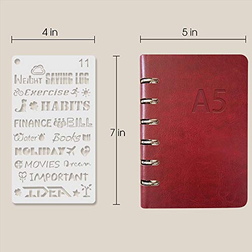 Journal Stencil Set for Dotted Journals, Journalling Supplies/Accessories Kit Includes Daily/Weekly/Monthly Calendars, Icon, Chart, Numbers,Shape