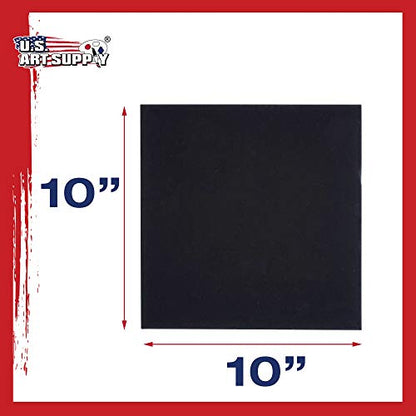 U.S. Art Supply 10 X 10 Inch Black Art Canvas Board Panels 6 Pack - 8 Ounce Heavyweight Cotton Acid Free Canvases for Painting Acrylics and Watercolor (1 Case of 6 Single Canvas Painting Panels) - size: 10" x 10"