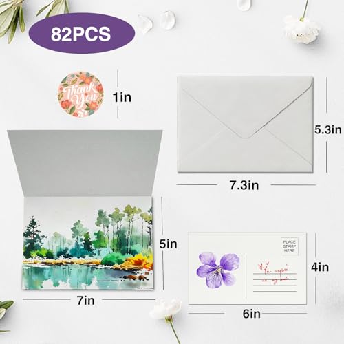 30 Pack Foldable Blank Watercolor Cards with Envelopes 5"x7" - size: 5x7" Cards*30+4x6" Postcards*10