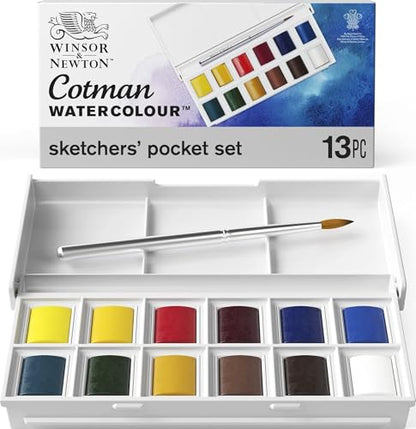 Winsor & Newton Cotman Watercolor Paint Set, Sketchers' Pocket Set - style: 12 Half Pan Sketchers Pocket Set