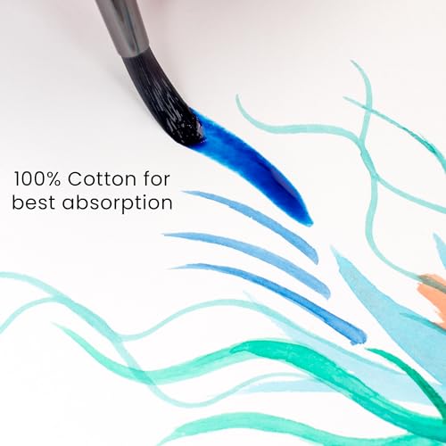 WA Portman 11.3" x 8.3" Hot Press Watercolor Paper Block A4, 300GSM Art Pad | A4 Hot Pressed Watercolor Paper Block, 100% Cotton with Waterproof Cover, 140Lb 60 Pages (30 Sheets) Elastic Band Closure Pad