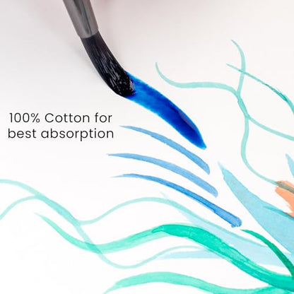WA Portman 11.3" x 8.3" Hot Press Watercolor Paper Block A4, 300GSM Art Pad | A4 Hot Pressed Watercolor Paper Block, 100% Cotton with Waterproof Cover, 140Lb 60 Pages (30 Sheets) Elastic Band Closure Pad