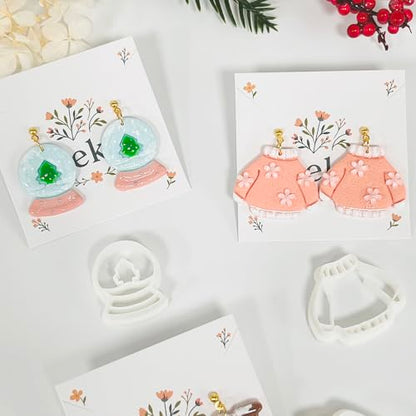 Xaekicr 3 PCS Christmas Polymer Clay Cutters Set – Winter Snow Globe, Sweater, House Clay Cutters for Earrings – Holiday Polymer Clay Molds and Clay Tools for DIY Crafts - color: 2A
