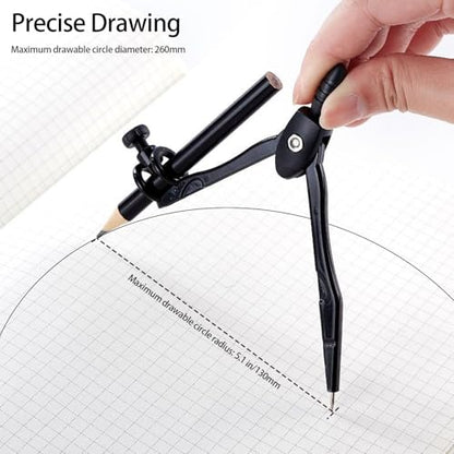 Plastic Geometry Math Set,12 Inch Ruler,Compass,Pencil,Protractor Square | Sharpener Set for Student School Office
