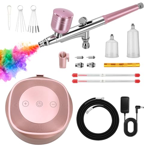 Xamanabu Airbrush Kit with Air Compressor, 25-48 PSI 3 Gears - color: Rose Gold