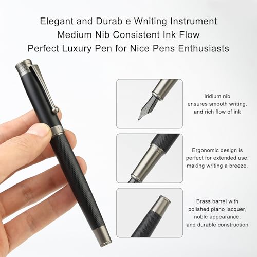 Fountain Pen Set - Fine & Medium Nibs, Includes 18 Ink Cartridges, Ink Refill Converter & Syringe Filler, Gift for Writing, Journaling & Calligraphy MU-13