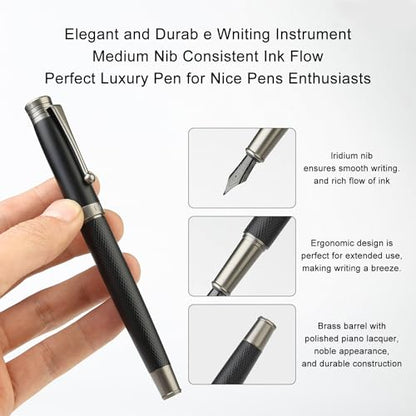 Fountain Pen Set - Fine & Medium Nibs, Includes 18 Ink Cartridges, Ink Refill Converter & Syringe Filler, Gift for Writing, Journaling & Calligraphy MU-13
