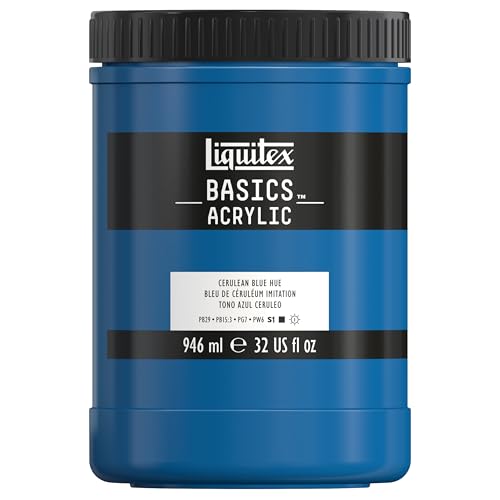 Liquitex BASICS Acrylic Paint, 32-oz Jar, Cerulean Blue Hue - color: Cerulean Blue Hue, size: 32 Fl Oz (Pack of 1)