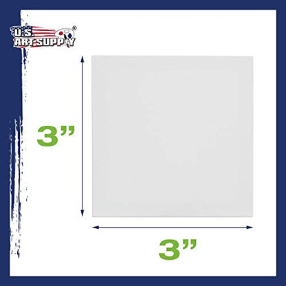 U.S. Art Supply 3x3 Mini Canvases for Painting, 24 Pack Bulk | Small Stretched Artist Canvas Professional Primed - Ideal for Arts & Crafts - size: 3" x 3" - Pack of 24