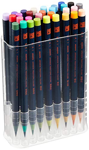 Akashiya Watercolor Brush Pen 30 Japanese Traditional Color Set (CA200/30V) - color: Assorted (30 Colors)