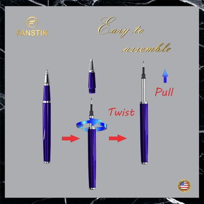 FANSTIK Blue Luxury Rollerball pen, fancy gift set for women, Chrome Finish, Professional executive pen gift set for men (Lux Rollerball Blue) - color: C RollerBall Blue