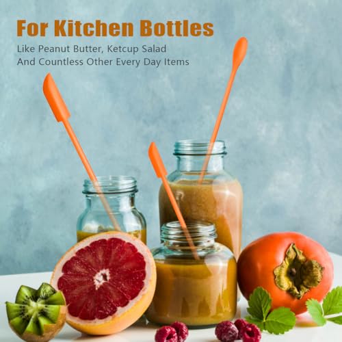 Silicone Spatula Set 6Pcs, Mini Jar Scraper for Makeup & Food | Mini spatulas reach every last drop in jars and bottles, reducing waste for food, cosmetics and personal care products. - color: Orange