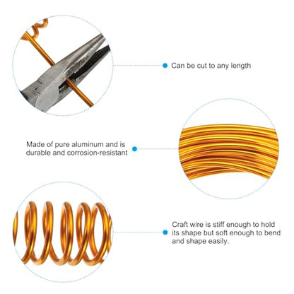 PATIKIL 32.8ft Aluminum Wire, 1pcs Jewelry Wire Aluminum Craft Wire 2mm 12 Gauge Wire Metal for Jewelry Making Beading Crafting Pendants Art, Gold - color: Gold, size: 2mm