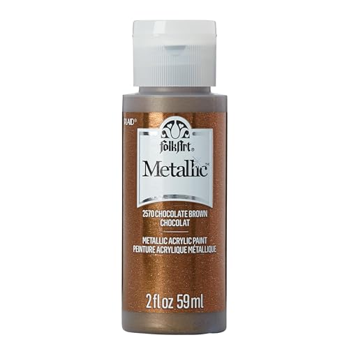 FolkArt 2570 Metallic Paint, 2 fl oz, Chocolate Brown 2 fl oz - color: Chocolate Brown, size: 2 Fl Oz (Pack of 1)