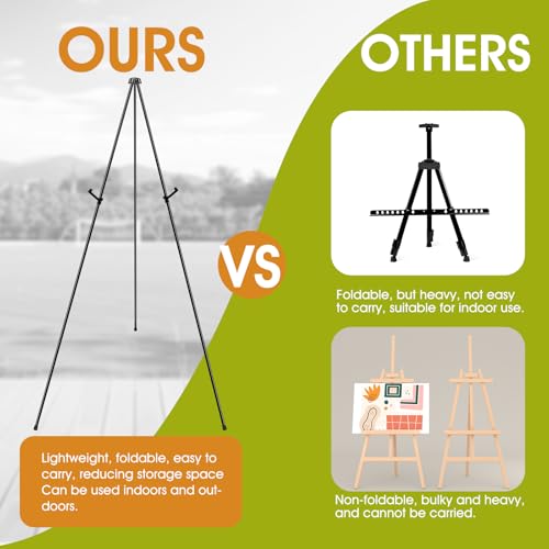 AROIC 63 "Easel Stand for Display, 10 Pack Portable Foldable Metal Easel | Signs Wedding Logos ,Arts, Painting,Adjustable Floor Easels with 10 Storage Bag - style: 10P