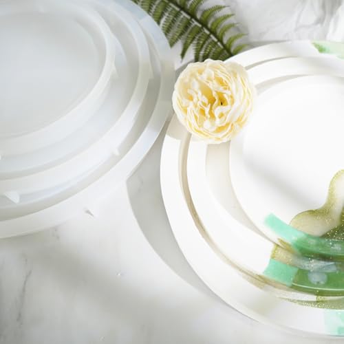 Set of 11'', 8'', 6'' Round Tray Molds Tray Resin Molds, Round Serving Tray Mold with Edges Rolling Tray Mold for Resin Silicone Tray Molds with Sides for Resin Casting Shiny Surface & Durable - color: 3 pcsRound Tray Molds