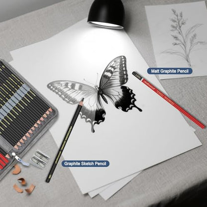 Heshengping Sketching and Drawing Pencils Set 26pcs, Art Supplies Drawing pencil Kit,Graphite Charcoal Professional Pencils Set, Adults Beginners Artist - style: 26 Pack Sketching Pencils Grey