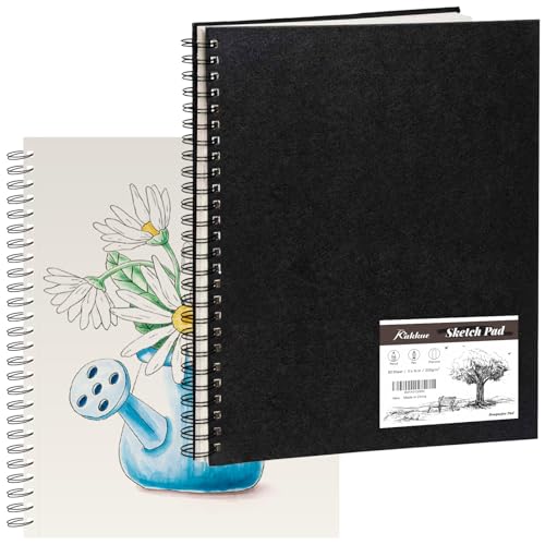11" x 14" Mixed Media Sketchbook Hardcover Spiral Drawing Pad | 80 Sheets (160 Pages), 200gsm Paper, Dry & Light Wet Media, Lay Flat Spiral Binding, Clean Tear Pages, Acid-Free Protection - size: 11*14 inch(80 Sheets)