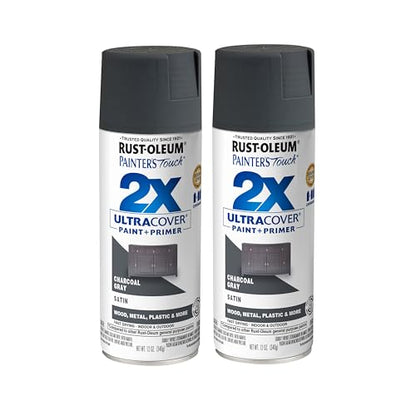 Rust-Oleum Painter's Touch 2X Ultra Cover Spray Paint, Satin Charcoal Gray - color: Satin Charcoal Gray, size: 12 Ounce (Pack of 2)