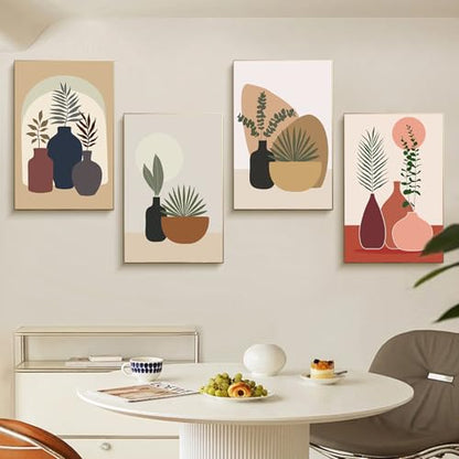 4 Pack Framed Paint by Numbers Kit for Adults Plant with Wooden Easel - color: FOP4P-09