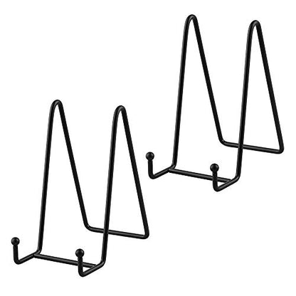 Artliving Plate Stands for Display - Iron Easel Stand Plate Holder Display Stand Picture Frame Stand for Pictures | Photo|Decorative Plate |Dish | Tabletop Art - 6 inch-Black - size: 6“（2 pack）