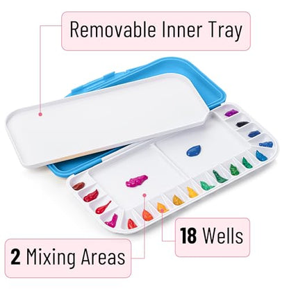 Mr. Pen- Airtight Watercolor Palette with Lid, 18 Wells & 2 Mixing Areas (Pack of 2) - color: Blue, size: 2 Pack